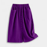 Magdalēna Eleganta Midi Vintage Svārki Ar Kabatām