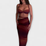 Jane - Stilīgs gradienta adīts crop top un overskirt duets