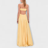 Mireille - Eleganti Maxi Kleita ar Plisējumu un Izgriezumu