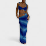 Jane - Stilīgs gradienta adīts crop top un overskirt duets