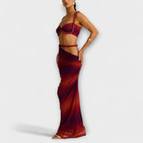 Jane - Stilīgs gradienta adīts crop top un overskirt duets