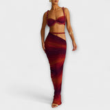 Jane - Stilīgs gradienta adīts crop top un overskirt duets