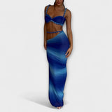 Jane - Stilīgs gradienta adīts crop top un overskirt duets