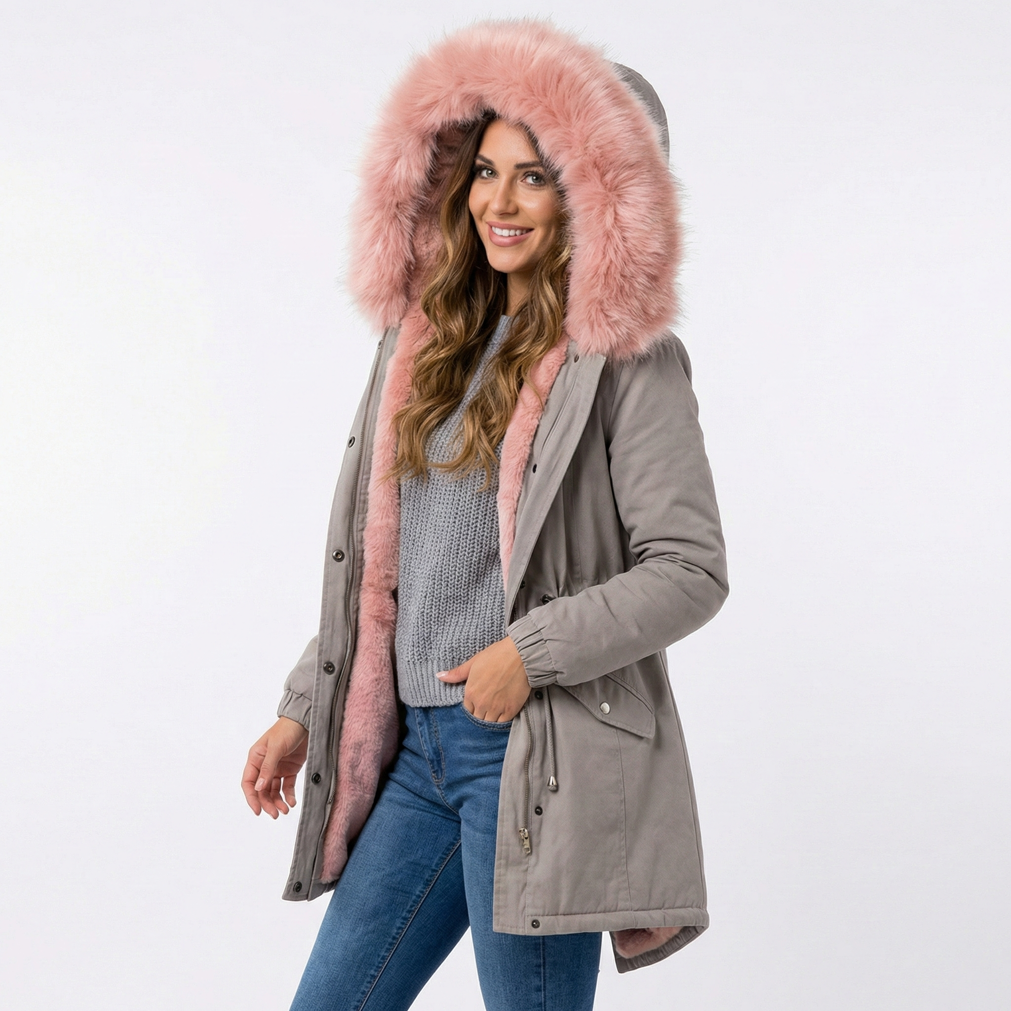 Adela | Parka ar mākslīgās kažokādas akcentu