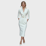 Hana - Eleganti melni kleitas ar jostu un apkakli