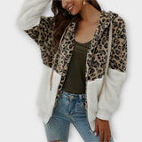 Lea - Fleece mikina ar kapuci un leopardu dizainu