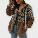 Lea - Fleece mikina ar kapuci un leopardu dizainu