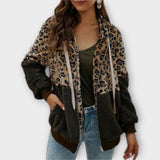 Lea - Fleece mikina ar kapuci un leopardu dizainu