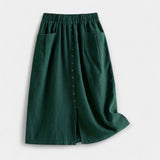Magdalēna Eleganta Midi Vintage Svārki Ar Kabatām