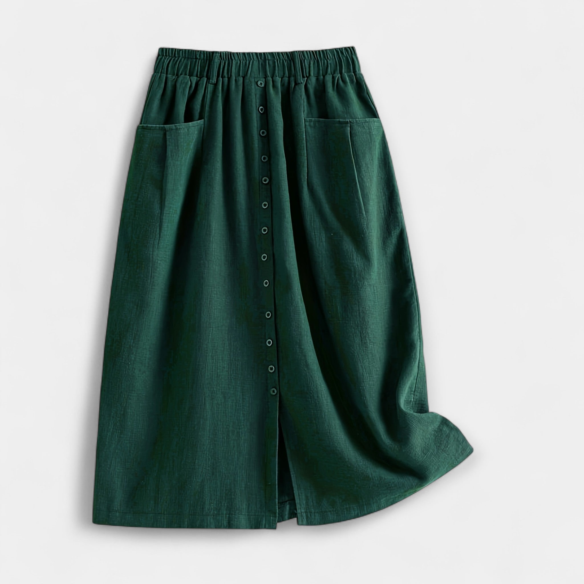 Magdalēna Eleganta Midi Vintage Svārki Ar Kabatām