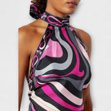 Everly - Sada halter topu un asimetriska midi kleita