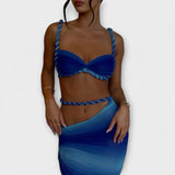 Jane - Stilīgs gradienta adīts crop top un overskirt duets